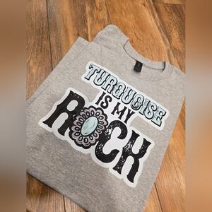 Gray Kids Shirt with 'Turquoise is My Rock' Design